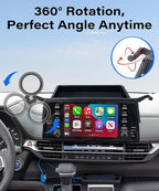 Car Phone Holder for Toyota Sienna 2021-2024 Accessories Apply to 9 Inch Screen Fixed Clip Magnetic Cell Phone Mount Hands-Free 360 Degree Rotation with Dashboard Storage Tray