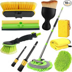 Car Detailing Kit Exterior, Car Wash Brush Kit with Long Handle 10pcs Set, Car Windshield Cleaner, Professional Car Care kits, Car Detailing Brush Set, Car Cleaning Drill Brush Kit with Extension Pole