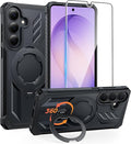 FNTCASE for Samsung Galaxy S26 Case: with [Magnetic Ring Kickstand] [Screen Protector] [Compatible with MagSafe] [Military-Grade Drop Protection] Dual-Layer Protective Textured TPU Phone Cover Black