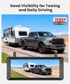 Solar Wireless Backup Camera: 7.2" 1080P Monitor, 2-Min DIY Installation, Dual Antennas, Split-Screen DVR Recording, IP69K Waterproof Reverse Camera for Car, Van, SUV, Truck, Trailer