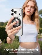 Lamicall for MagSafe Magnetic Phone Ring Grip - 360° Rotating Ring Holder with [Smooth Damping], Crystal Clear Finger Grip Kickstand, Strong Mag Safe Accessories for iPhone 17 Pro Max Air, All Phones