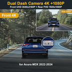 Fitcamx Front 4K+Rear 1080P Dash Cam Suitable for Acura MDX 2022 2023 2024, Gen4 (with Auto Dimming), OEM Look, Dual HD Video, Loop Recording, Built-in WiFi & APP, G-Sensor, Easy to Use, 128GB Card