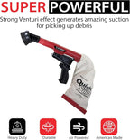 Zendex Tool - QuickSpiff Venturi Air Vacuum with Easy Empty Dust Bag - No Electricity Pneumatic Vacuum with Powerful Suction for Industrial and Personal Use - Red