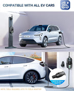 EVDANCE Level 2 EV Charger - Portable 32A EV Chargers NEMA 14-50 with 25ft Cable, Adjustable Current/Delay Charging for Electric Car Charger
