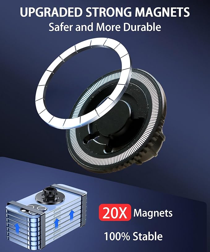 Magnetic Car Phone Mount for 2023-2025 Toyota BZ4X / Subaru Solterra, for MagSafe Strong Magnets Cell Phone Holder 8/12.3-Inch Touchscreen Cradles, with Portable Phone Gripper 360° Rotation