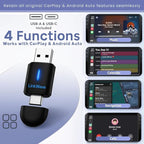 Wireless CarPlay adapter & wireless Android Auto adapter, 2-in-1 USB-A/USB-C dongle for factory wired CarPlay iOS 10+ & Android 11+ cars, easy to install, 3s auto-connect, 5.8 GHz Wi-Fi, Bluetooth 5.2