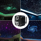 AZIMOM Updated Dual Color 50W Twinkle Fiber Optic Starlight Kits 1800pcs*0.03in*16.4ft Fiber Strands Sound Activated Bluetooth/APP Remote Control Theater Ceiling Home Shop Lobby Roof Decor