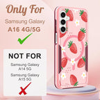 for Samsung Galaxy A16 5G Phone Case - Compatible with MagSafe Women Girls Cute Magnetic Protective Cover Girly Pretty Kawaii Strawberry Heavy Duty Shockproof Design for Samsung A16 5G Case
