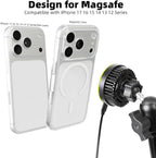 Magnetic Wireless Charging Phone Mount Holder for Ford Bronco 2021 2022 2023 2024 2025 2/4 Door, 15W Fast Charger with TEC & Fan Cooling for Magsafe iPhone 17/16/15/14/13/12 Series, 7.3" Aluminum Arm