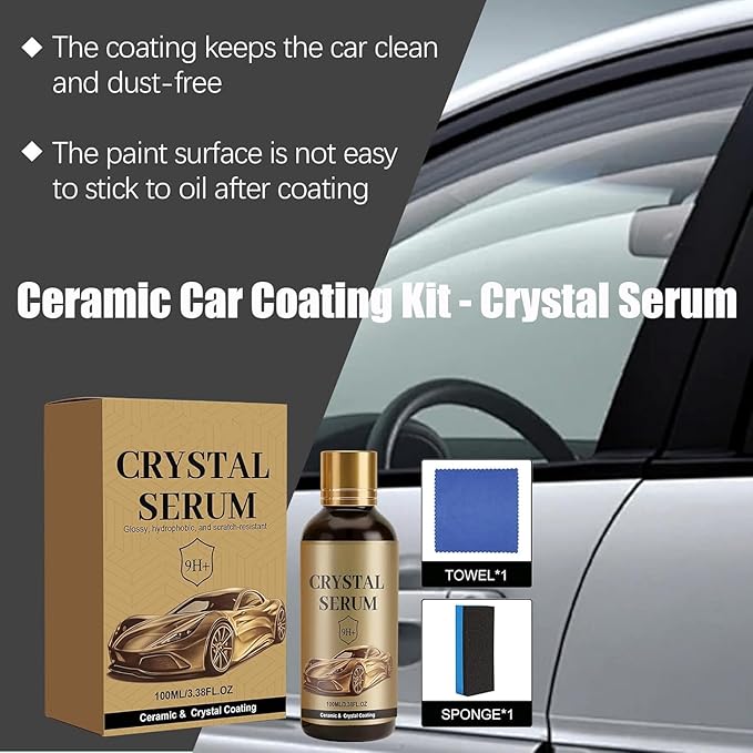 Crystal Serum, Crystal Serum Ceramic Coating – Advanced Graphene Ceramic Coating for Cars, Car Paint Nano Quick CeramicCoating Agent, Long Lasting Protection & High Gloss Shine (2PCS)