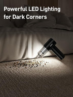 Mini Car Vacuum Portable Cordless with LED Light, 12000PA Powerful Suction, 80W High Power, Dual Hepa Filter, Car Vacuum Cleaner & Air Duster for Home, Desk, PC, Keyboard