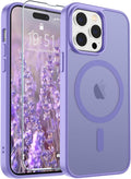 SUPFINE Magnetic for iPhone 14 Pro Max Case(Compatible with MagSafe)(Military Grade Drop Protection) Slim Translucent Matte Shockproof with Anti-Fingerprint Phone Case,Purple
