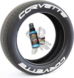 Tire Stickers Corvette Permanent Tire Lettering Kit with Glue - Custom Sizing & Colors (Pack of 8)