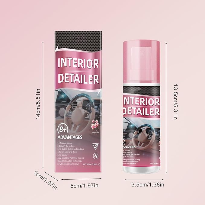 2Pcs Interior Detailer Spray,Car Interior Cleaner,Polishing Cleaner Car Interior Spray,Deep Cleaner Polishing,Tire Cleaner,Suitable for Cleaning Rubber, Plastic,Leather Surfaces Inside The Car