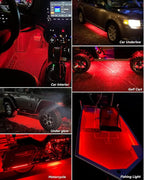 12V Led Light Strip 12" Connectable Red LEDs Strip Lights for Cars Motorcycle Golf Cart Boat Marine Waterproof Car Led Strip, 4Pack