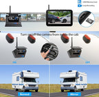 7" Magnetic Solar Wireless Backup Camera System, HD1080P Loop Recording 7 Inch Monitor with Dual RV Backup Cameras Wireless System for Hitch Towing Travel RV Trailer Tractor Truck, BD702