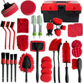 35Pcs Car Detailing Kit, Car Detailing Brush Set, Car Interior Cleaning Kit with Windshield Cleaning Tool and Tool Box, Multi-Functional Vehicle Cleaning Tool for Wheels