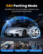 4 Channel 360° Dash Cam Front Rear Inside & Left Right,4K+1080P*3 FHD Car Camera,5GHz WiFi & App Control,8 IR Lamps Night Vision,24H Parking Mode,G-Sensor,Loop Recording,Includes 64GB SD Card（Black）