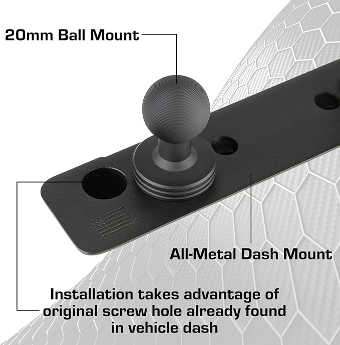 Bulletpoint Dash Mount Cell Phone Holder Compatible with 2013-2018 RAM Truck & 2019+ RAM 1500 Classic 20mm Ball Mount - Compatible with iPhone and Android Smartphones (Dual Ball with 2 Phone Holders)