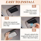2 Pcs Car Air Freshener Set Stone Air Freshener Vehicle Scent Diffuser Car Odor Eliminator, 2 Long Lasting Scents Amber Tectona Grandis Refills, Metal Clip Included