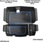 TACOBRO Center Console Organizer Compatible with Jeep Wrangler JL & JLU 2018 2019-2024 2025 2026 Accessories, Gladiator JT Truck 2020 2021 2022 2023-2026 Insert Tray Armrest Storage Box, Blue