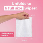 Impossibly Compact Travel Flushable Wipes - 99.5% Water and Aloe - Safe for Sensitive Skin - Travel Essentials for Adults, Kids & Babycare, Rose, 8 Pack 48 Wipes