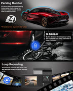 3 Channel 4K WiFi Dash Cam, 4K+1080P+1080P Front Inside and Rear, Triple Dash Camera with 32GB Card, APP Control, G-Sensor, 24 Hours Parking Mode, Loop Recording, Night Vision