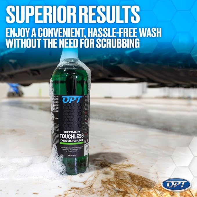 Optimum Touchless Decon Car Wash Soap – pH Neutral, Heavy Duty Decontamination, Touch Free, Spray on and Rinse Off Car Wash and Ceramic Coating Maintenance Multi-Use Formula (1 Gallon)