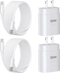 Phone 16 15 Charger Fast Charging,30W Type C Chargers USB C Charge Block with 2 Pack 10FT USB C Cable Nylon Braided for Phones 16/16 Plus/16 Pro/16 Pro Max/Phone 15/15 Pro Max/Pad Pro/AirPods,White