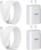 Phone 16 15 Charger Fast Charging,30W Type C Chargers USB C Charge Block with 2 Pack 10FT USB C Cable Nylon Braided for Phones 16/16 Plus/16 Pro/16 Pro Max/Phone 15/15 Pro Max/Pad Pro/AirPods,White
