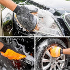 2 Pack Car Wash Mitt Scratch-Free Microfiber Car Wash Mitts Auto Interior Exterior Cleaning Gloves for Car Washing Detailing Home Cleaning Gloves