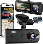 4K 3 Channel Dash Cam Front and Rear - Dash Camera for Cars - 5.8GHz WiFi GPS dashcam with IR Night Vision, 2.5K+1080P*2 Triple Car Camera 3.16" IPS, 32GB Card, G-Sensor, 24H Parking Mode