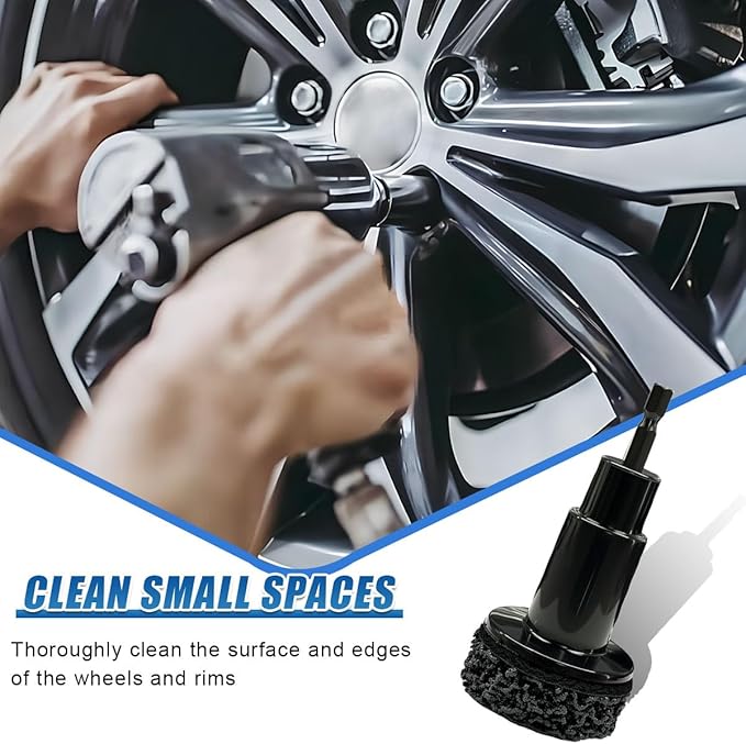 Wheel Hub Resurfacing Kit, Car Wheel Hub Rust Removal Tool Brake Hub Cleaning Kit for Lug Studs and Rotors, Inner Rim Cleaner Tool Fits Power Drill or 1/2" Impact Driven Wrenches (Black)