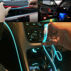 Riloer El Wire Lights for Car, Interior Neon Lights Strip Car LED Strip Light Interior for Car Garden Party Decoration, Car Ambient Lighting Kits, 2m/6.5ft Blue LED