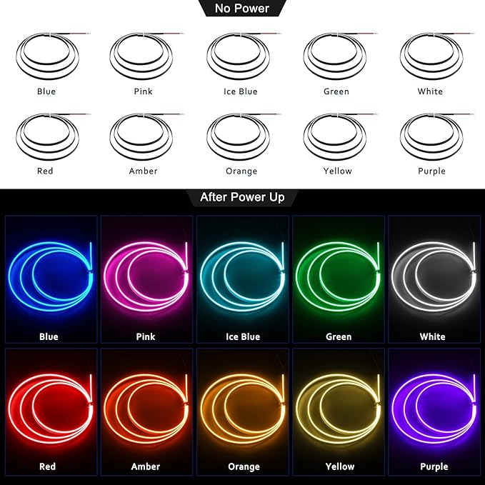 Acrylic Interior Car LED Strip Light with 6mm Sewing Edge - 43.3 inches Ambient Lighting Kits, Neon LED Strip Light(110CM/43.3IN, Amber)