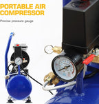 Ultra Quiet Air Compressor, 65dB, Oil-Free, Quick Couplers,115PSI, Portable Electric for Car and Bike Tires, Nail Gun, and Pneumatic Tools, Garage, Shop (Accessories Kit)