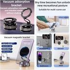 Vacuum Magnetic Car Phone Holder 361° Adjustable Foldable Portable Magnetic Phone Holder for Car for Car/Gym/Mirror/Smooth Surface Suction Cup Phone Mount Compatible for All Smartphones (Black)