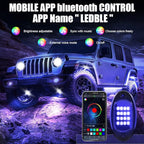 GSRECY RGB LED Rock Lights for Trucks, 8 Pods Rock Lights with App/Remote Control/Music Mode, Multilcolor Neon Underglow Wheel Well Light for ATV Pickup Off Road RZR UTV Golf Car Trailer Boat