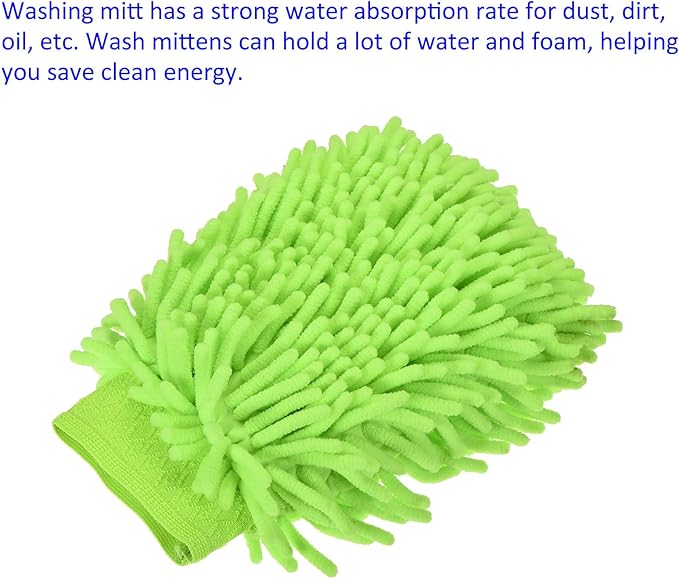 M METERXITY Microfiber Chenille Wash Mitt - Double Side Reusable Gloves for Cleaning Scratch-Free, Apply to Car Cleaning, Kitchen