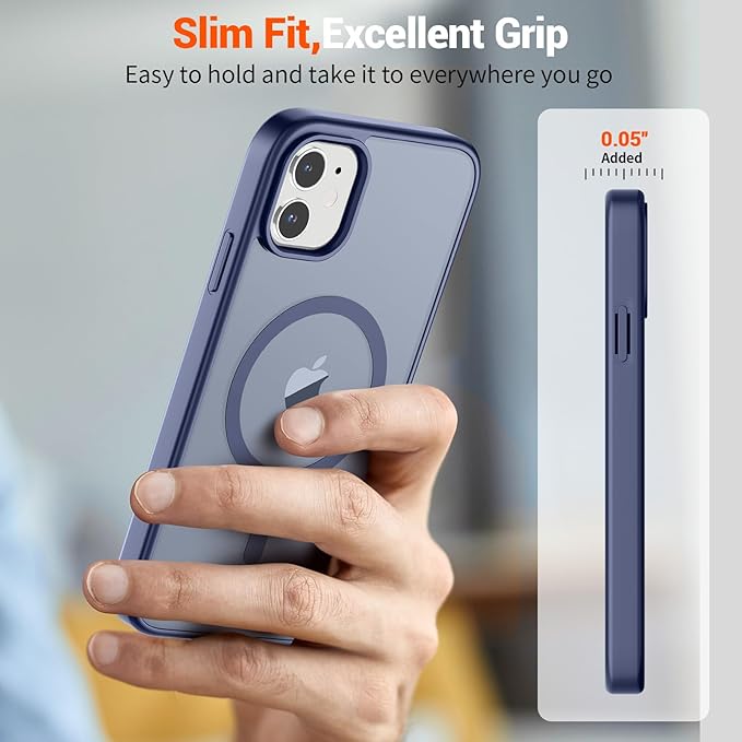 SUPFINE Magnetic for iPhone 12 Case/iPhone 12 Pro Case (Compatible with MagSafe)(Military Grade Drop Protection) Slim Translucent Matte Shockproof with Anti-Fingerprint Phone Case,Lavender Gray