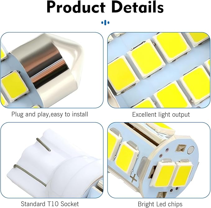 42PCS Interior Car Lights, LED Car Interior Bulb Kit Set, 194 DE3175 T10 31mm 41mm Bulbs, Replacement Lights for Dome, Map, License Plate, Door, Side Marker, Trunk Light