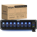 Nilight 8 Gang Rocker Switch Panel with PD Type C and USB Charger Voltmeter 12V SPST ON Off Toggle Switches w/Blue Backlit Waterproof Aluminum for Boats Cars RVs Trucks