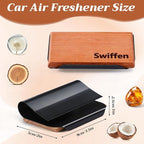 4 Pcs 4 Scents Car Wood Air Freshener Set Wood Fragrance Automotive Odor Eliminator for Visor Clip Vehicle Scent Diffuser with Coconut Open Air Amber Tectona Grandis Refill, Clip Included