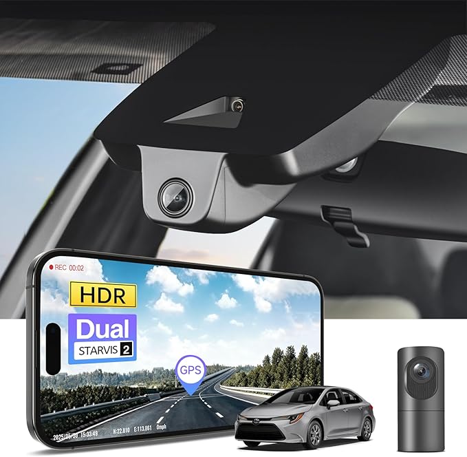 4K Front & 2K Rear 2 Channel HDR Dash Cam, Dual STARVIS 2 IMX678 IMX675, Custom Fit for Toyota Corolla & Hybrid Gen12 E210 2023-2026 (Model A), LE SE XLE XSE etc, 5GHz WiFi, GPS, 128GB Card