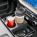 Front Center Seat Headrest Organizer Compatible with 2011-2026 Ford F150 F250 F350 F450 F550 F650 Cup Holder Coin Container Storage Box with Silicone Pads Accessories (Jump Seat Console Only)