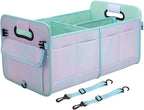 titiyiof Trunk Organizer For Suv&Sedan,Car Organizers&Storage, Waterproof Collapsible & Adjustable Straps,70L Sturdy Car Organization for Car Accessories,Tools,Sundries,2-3Compartment(Colorful Green)