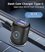 Dash Cam Charger USB C,Type C Dash Cam Power Cord,Dual USB Fast Charger, Compatible with REDTIGER F7N Series,Vantrue N4 and N2S Series,WOLFBOX Mirror cam,AZDOME,Pelsee and GPS Navigator(6.56FT)