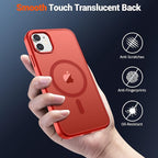 SUPFINE Magnetic for iPhone 11 Phone Case (Compatible with MagSafe) (Military Grade Drop Protection) Slim Translucent Matte Shockproof Phone Cover,Red