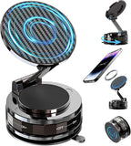 Phone Holders for Your car, Car Phone Holder for Magsafe[Upgraded Suction & Magnetic], 360° Adjustable Magnetic Car Phone Mount Compatible with iPhone & Android, Carbon Fiber Deep Brown