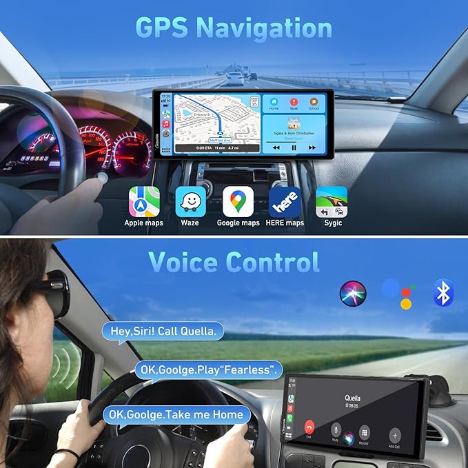 CARPURIDE 9.26 Inch Carplay Screen for Car, Compatible with Wireless/Wired Apple CarPlay, Android Auto and Mirror Link - Bluetooth Audio, Navigation,Siri, FM, AUX, C92 with Backup Cam